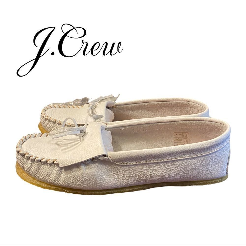 NEW J. Crew Soft Ivory Unlined Leather Women's Slip-on Moccasins Loafers 11